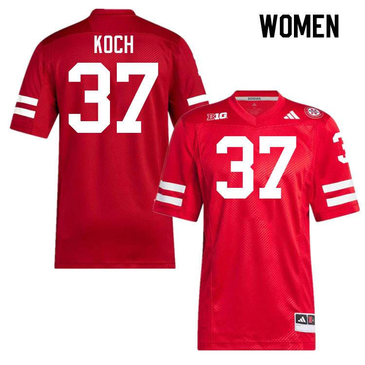 Women #37 Kamdyn Koch Nebraska Cornhuskers College Football Jerseys Stitched Sale-Scarlet